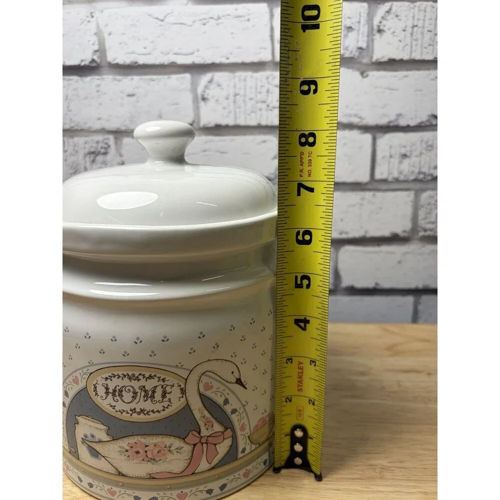 Vintage Upland Silver & Cutlery Vintage Swan Home Canister Cookie Jar w/Lid